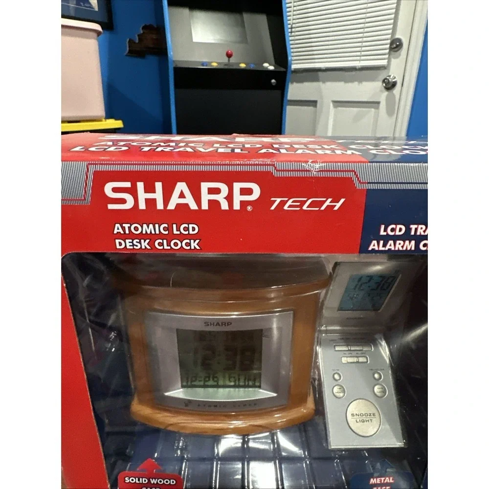 Sharp Tech Atomic LCD Desk Clock & LCD Travel Alarm Clock SPC324SC Brand New NIP